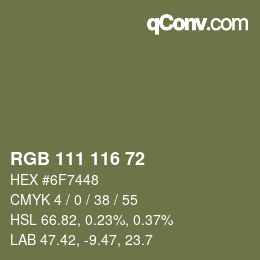 カラーコード: RGB 111 116 72 | qconv.com
