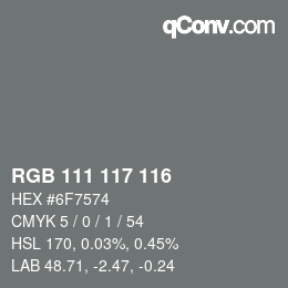 Farbcode: RGB 111 117 116 | qconv.com