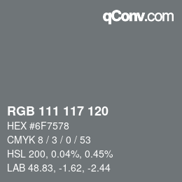 カラーコード: RGB 111 117 120 | qconv.com