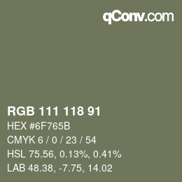 Farbcode: RGB 111 118 91 | qconv.com