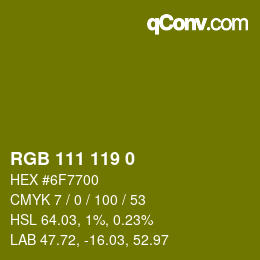 Color code: RGB 111 119 0 | qconv.com