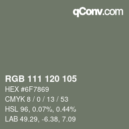 颜色代码: RGB 111 120 105 | qconv.com