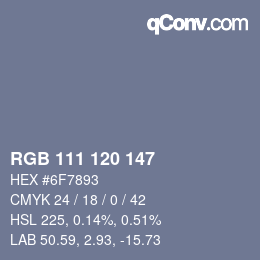 颜色代码: RGB 111 120 147 | qconv.com