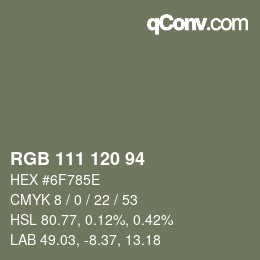Código de color: RGB 111 120 94 | qconv.com
