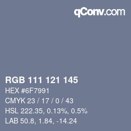 Code couleur: RGB 111 121 145 | qconv.com