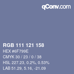 カラーコード: RGB 111 121 158 | qconv.com