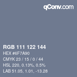 颜色代码: RGB 111 122 144 | qconv.com