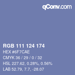 カラーコード: RGB 111 124 174 | qconv.com