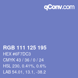 颜色代码: RGB 111 125 195 | qconv.com