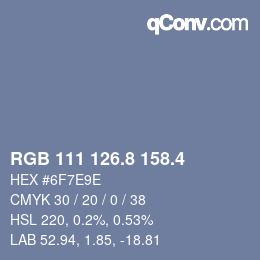 カラーコード: RGB 111 126.8 158.4 | qconv.com
