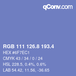 カラーコード: RGB 111 126.8 193.4 | qconv.com