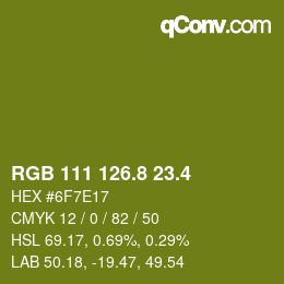 カラーコード: RGB 111 126.8 23.4 | qconv.com