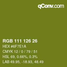 カラーコード: RGB 111 126 26 | qconv.com