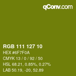 颜色代码: RGB 111 127 10 | qconv.com