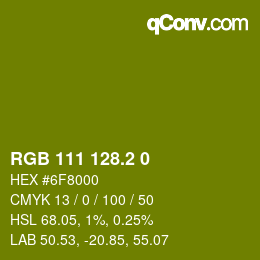 カラーコード: RGB 111 128.2 0 | qconv.com
