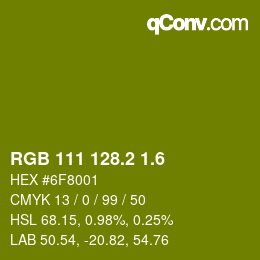 カラーコード: RGB 111 128.2 1.6 | qconv.com
