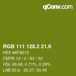 カラーコード: RGB 111 128.2 21.6 | qconv.com