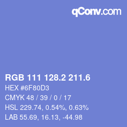 カラーコード: RGB 111 128.2 211.6 | qconv.com