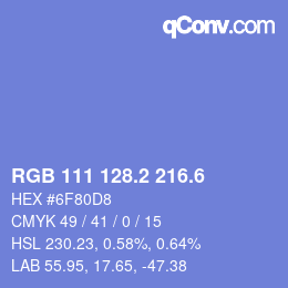 カラーコード: RGB 111 128.2 216.6 | qconv.com