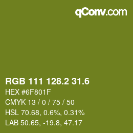 カラーコード: RGB 111 128.2 31.6 | qconv.com