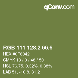 カラーコード: RGB 111 128.2 66.6 | qconv.com