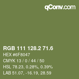 カラーコード: RGB 111 128.2 71.6 | qconv.com