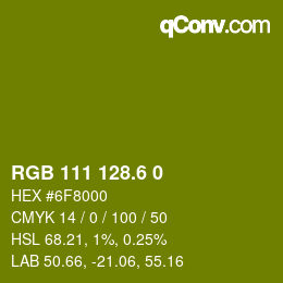 カラーコード: RGB 111 128.6 0 | qconv.com