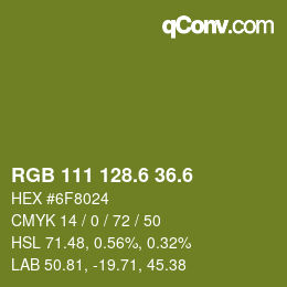 カラーコード: RGB 111 128.6 36.6 | qconv.com