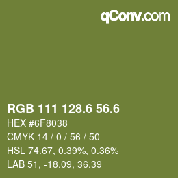 カラーコード: RGB 111 128.6 56.6 | qconv.com