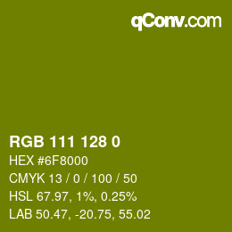 颜色代码: RGB 111 128 0 | qconv.com