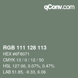 Color code: RGB 111 128 113 | qconv.com