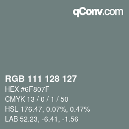 Código de color: RGB 111 128 127 | qconv.com