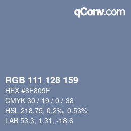颜色代码: RGB 111 128 159 | qconv.com