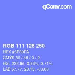 カラーコード: RGB 111 128 250 | qconv.com