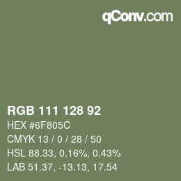 颜色代码: RGB 111 128 92 | qconv.com