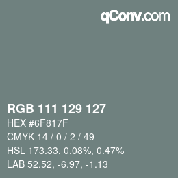 Farbcode: RGB 111 129 127 | qconv.com