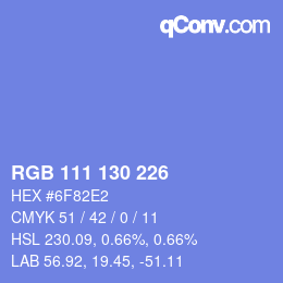 颜色代码: RGB 111 130 226 | qconv.com