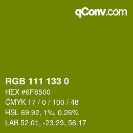 Color code: RGB 111 133 0 | qconv.com