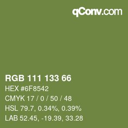 颜色代码: RGB 111 133 66 | qconv.com