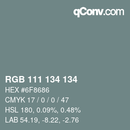 Código de color: RGB 111 134 134 | qconv.com