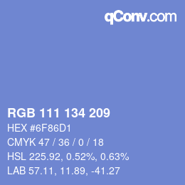 Color code: RGB 111 134 209 | qconv.com