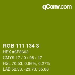 Color code: RGB 111 134 3 | qconv.com