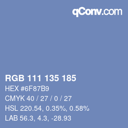 Código de color: RGB 111 135 185 | qconv.com