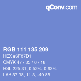 Color code: RGB 111 135 209 | qconv.com