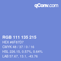 Color code: RGB 111 135 215 | qconv.com