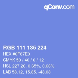 Color code: RGB 111 135 224 | qconv.com