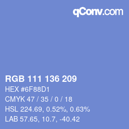 Color code: RGB 111 136 209 | qconv.com