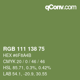 颜色代码: RGB 111 138 75 | qconv.com