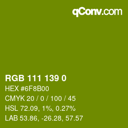 カラーコード: RGB 111 139 0 | qconv.com