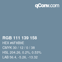 カラーコード: RGB 111 139 158 | qconv.com
